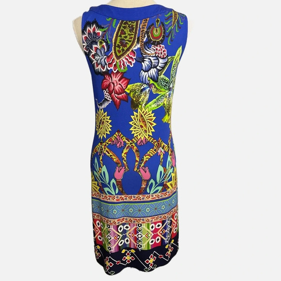Desigual Octubre Blue Sheath Midi dress Sleeveless Multi Colour Print Medium - Picture 3 of 10